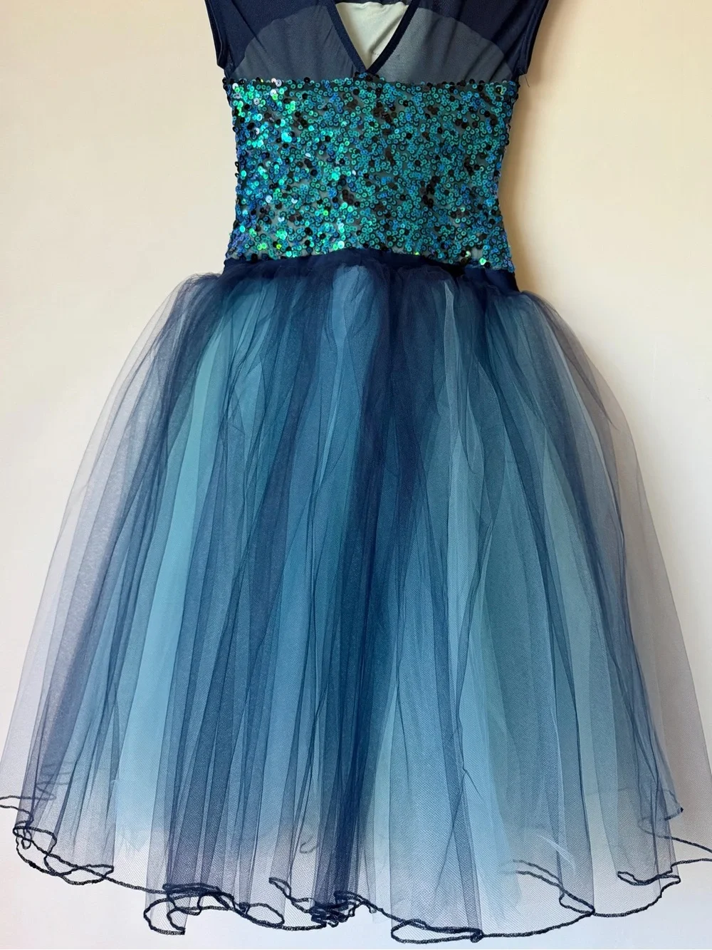 Weissman Blue Teal Sequin Tulle Ballet Recital Costume Girls MC